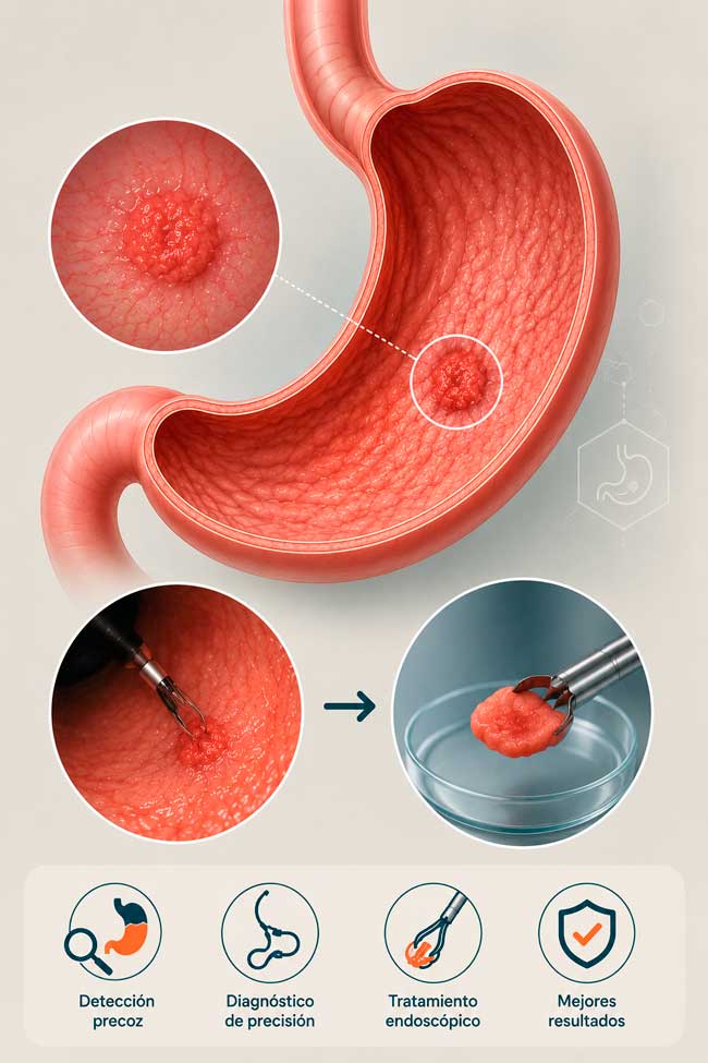 Resección endoscópica de una lesión de cáncer gástrico precoz